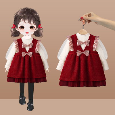 女童连衣裙周岁礼服秋冬季