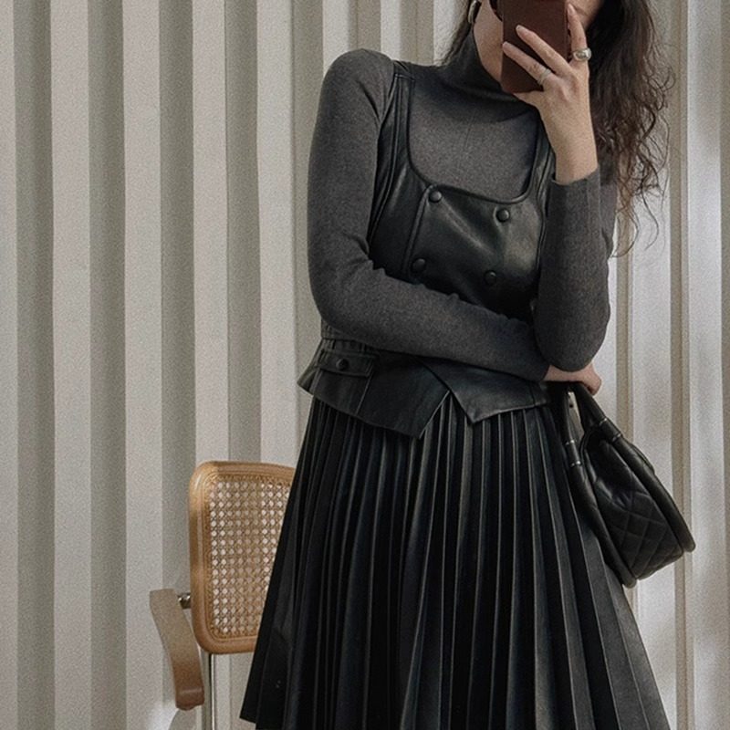 TOP法式复古双排扣连衣裙