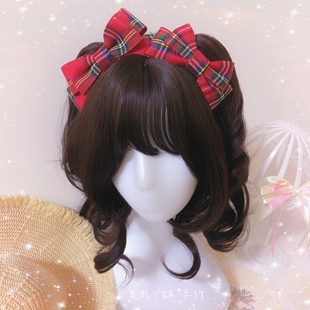 包U 苏格兰风圣诞氛围蝴蝶结可爱少女lolita发箍 美丸手作