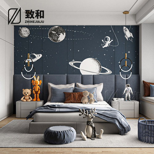 定制现代简约儿童房太空床头软包