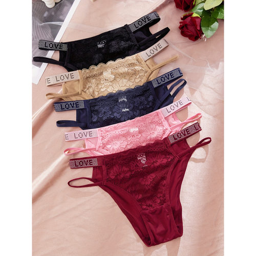 C 96035 Lace Hollow Thong 蕾丝镂空丁字裤跨境速卖通