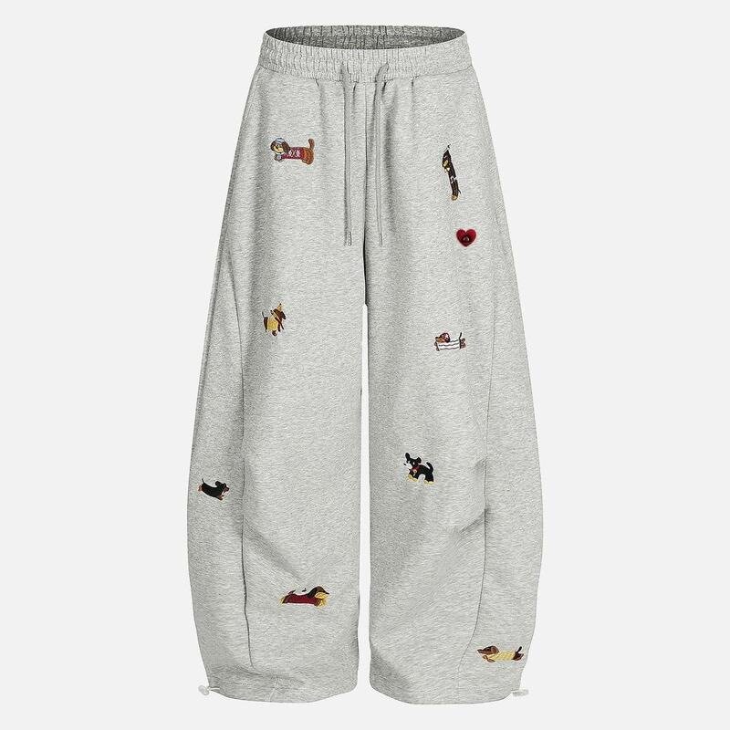 Puppy Baggy Barrel Sweatpants Y2K Streetwear Loose Fit - 实物图
