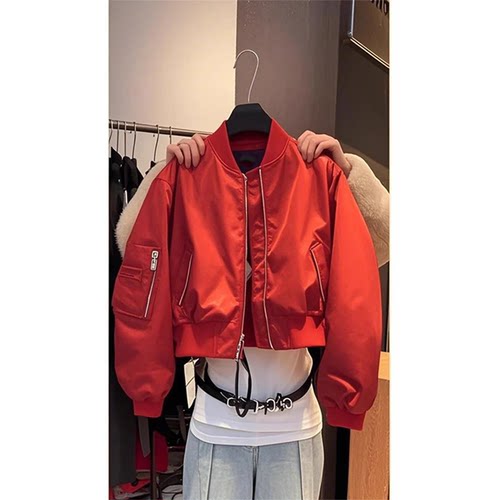 独特漂亮初春2026超火本命年休闲短款红色棒球服夹克外套女小个子