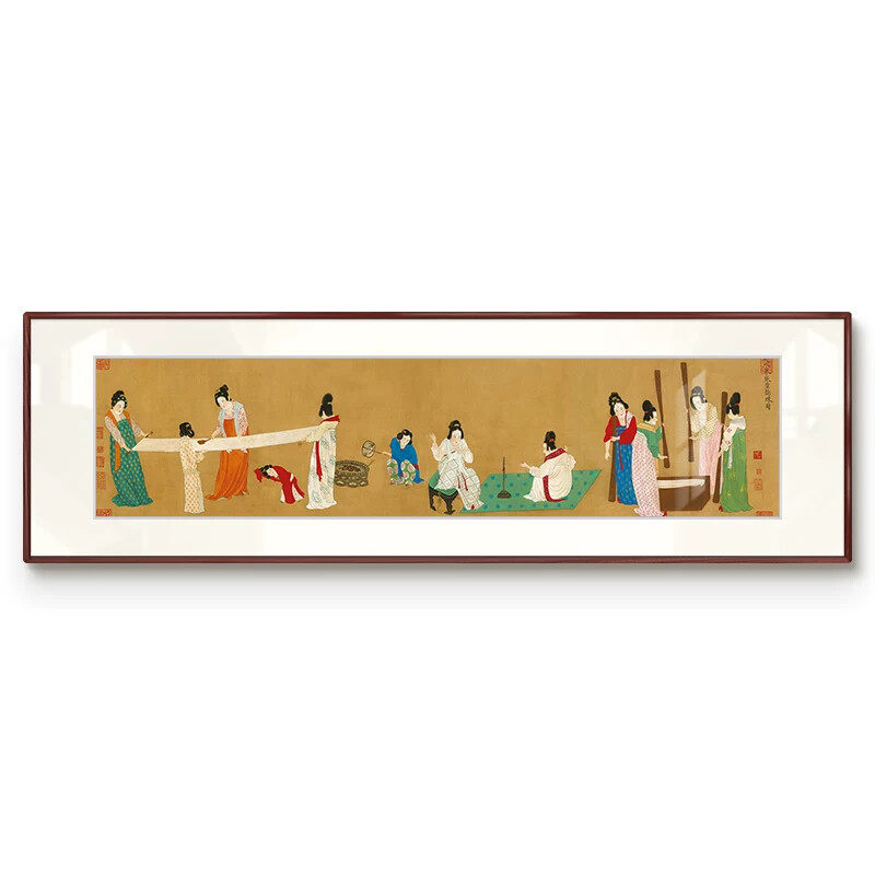 中国十大传世名画仕女捣练图挂画新中式客厅沙发背景墙装饰画壁画