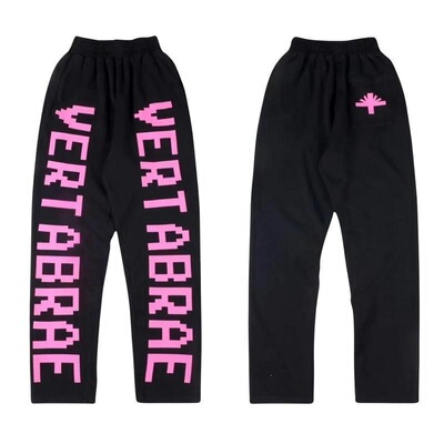 Vertabrae Style Black And Pink Sweatpants Streetwear Hip
