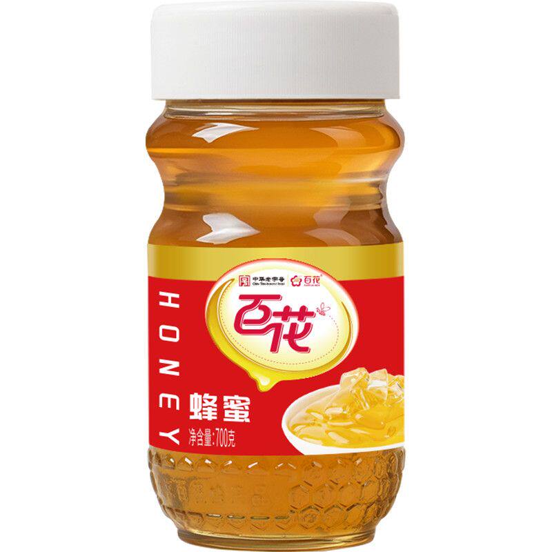 中华老字号百花天然蜂蜜700g天然蜜玻璃瓶装