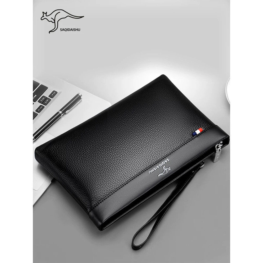萨奇袋鼠手拿包男款宴会软皮手机包收纳包男士钱包长款手腕信封包
