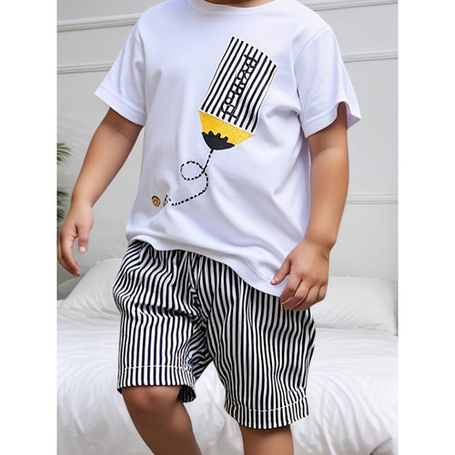 J 26311 Kids cartoon print short sleeve set 儿童卡通印花短袖
