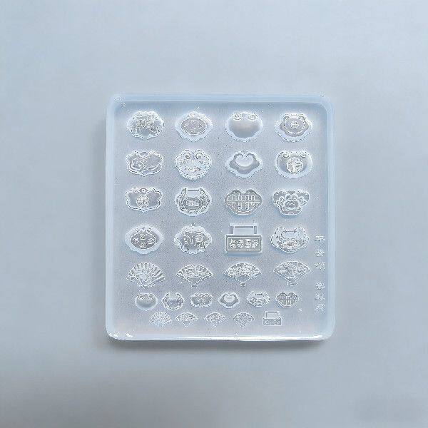 新款国风平安锁玉扣美甲3D立体新中式吉祥纹美甲饰品专用硅胶模具
