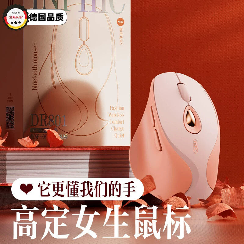 德国蓝牙无线鼠标女高颜值办公台式静音可充电笔记本电脑平板便携