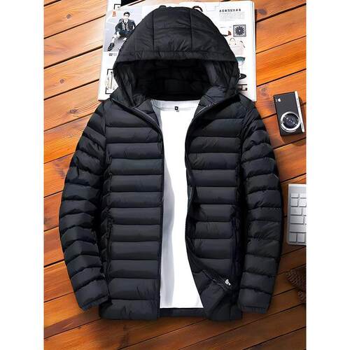 H 96050 Stand Collar Hooded Light Cotton Coat 立领连帽轻薄棉