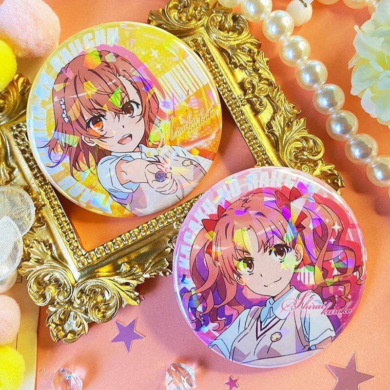 某科学的超电磁炮御坂美琴白井黑子动漫周边镭射碎玻璃日谷底徽章