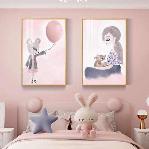 卧室床头装饰画现代简约公主房挂画男孩少女儿童房间动漫卡通挂画