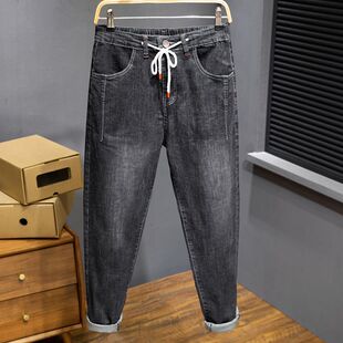加肥加大百搭保暖休闲长裤 高腰男士 宽松锥形男裤 弹力大码 子 牛仔裤