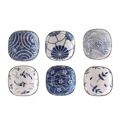 Japanese Style Ceramic Soy Sauce Dish 6pcs Retro Porcelain