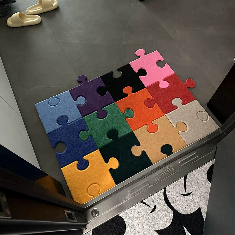 多巴胺拼接图地垫入户门卫生间吸水防滑毛毡板地毯床边毯自由裁剪