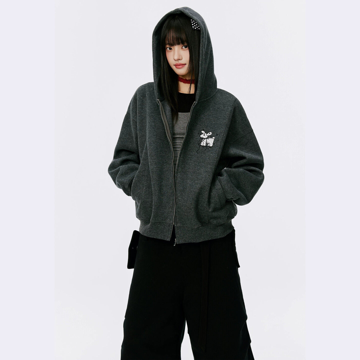 早春外套小狗开衫卫衣连帽春季精致外套女款韩系漂亮厚春装2026新