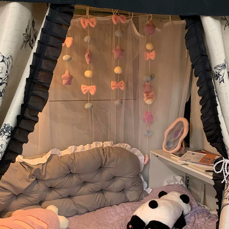 蝴蝶结免打孔挂件挂帘隔断床帘宿舍上下铺女生装饰改造神器少女心