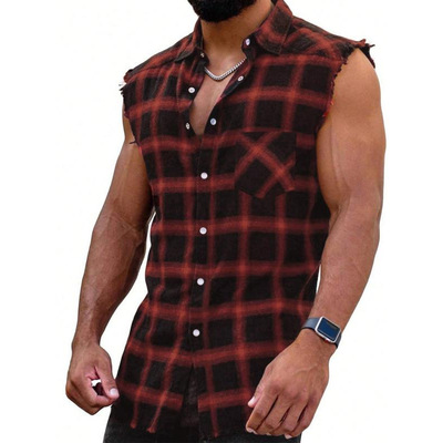 P 59394 Men's casual plaid shirt 男士休闲格子衬衫跨境外