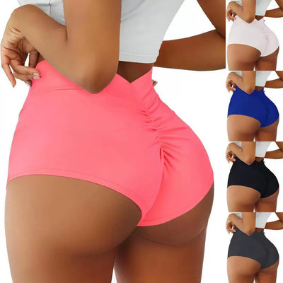 Women's High Waist Yoga Booty Shorts V Back Scrunch Gym