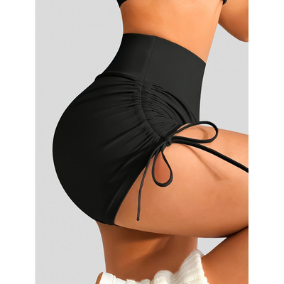 H 27564 High Waist Pleated Peach Hip Yoga Shorts 高腰褶皱蜜