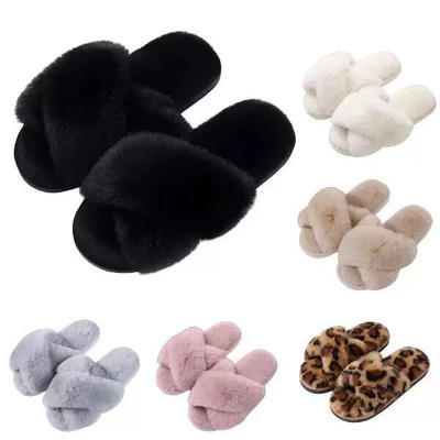 Women's Cross Cotton Home Slippers with Exposed Toes