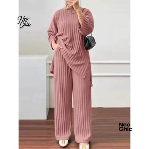 Womens 2Piece Relaxed Understated Solid Matching Set Long