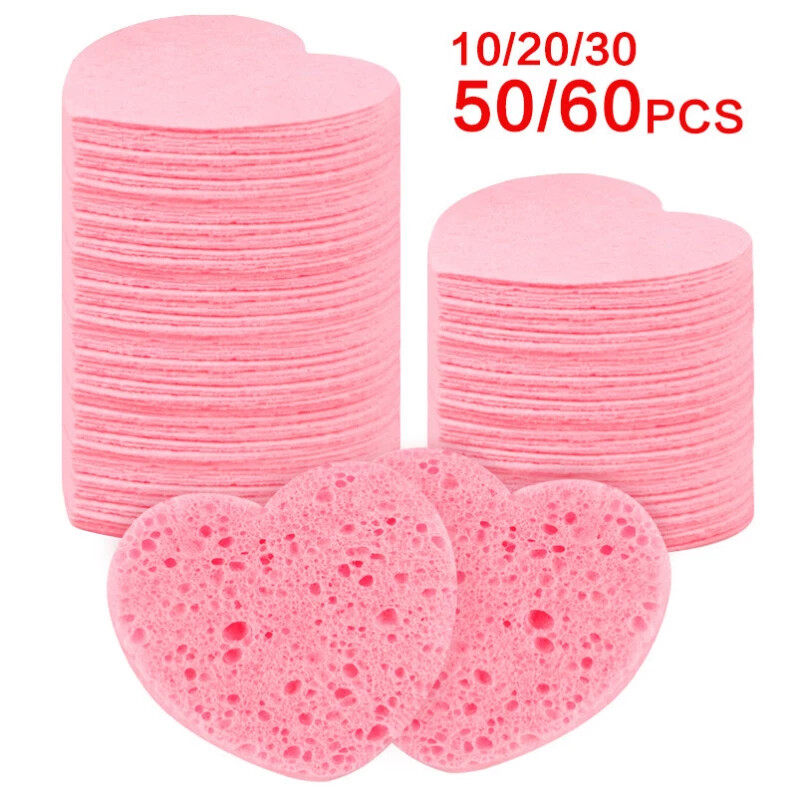 洗脸海绵洁面扑清洁木浆棉洗脸扑卸妆一次性多色心形压缩洗脸