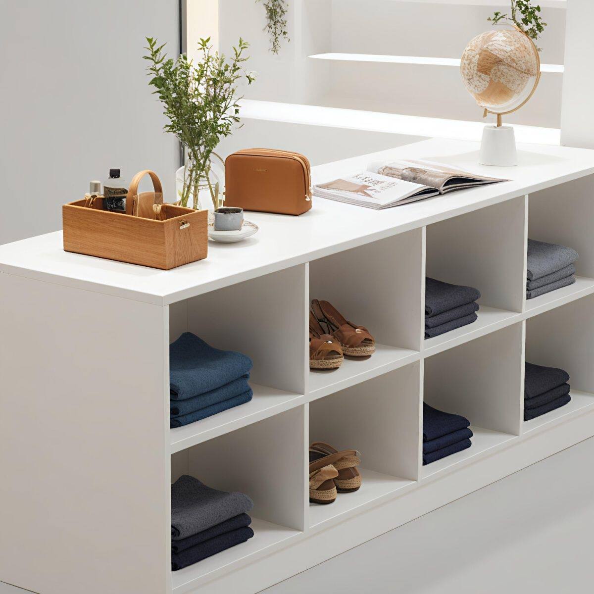 时尚女装收纳柜服装店中岛展示台精美双面格店爆款书柜展示柜落地