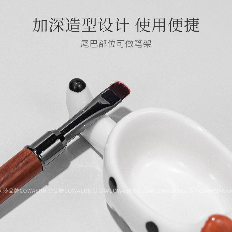 日式美甲萌宠小猫狗卡通洗笔杯多功能调色洗笔盘笔架水晶杯子工具