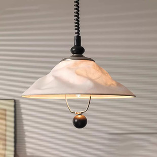 灯提督中古侘寂风伸缩餐厅吊灯设计师艺术吧台单头可升降实木灯具