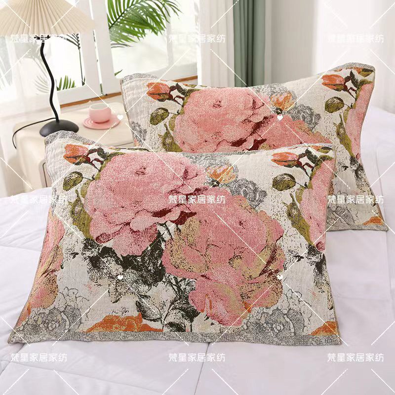 纯棉a类加大加厚色织提花水洗枕头巾柔软透气亲肤家用床上用品