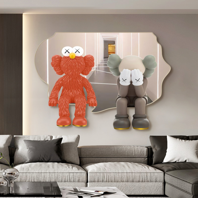 儿童房卧室暴力熊玄关kaws装饰画带灯潮流横幅挂画客厅入户床头壁