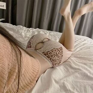 欲野沦陷~性感豹纹轻欧美透气内裤美臀蝴蝶结蕾丝边三角裤透气