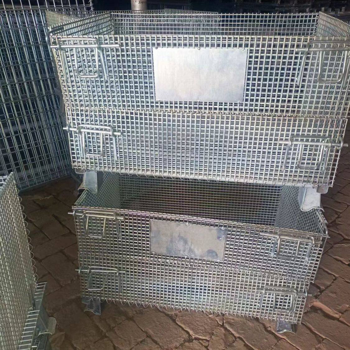 小孔可折叠仓储笼铁框周转笼仓库笼钢丝笼蝴蝶笼金属美固笼快递笼