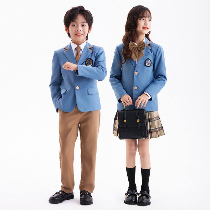 新品儿童校服西装秋款新品英伦风幼儿园园服小学生班服格子裙套装