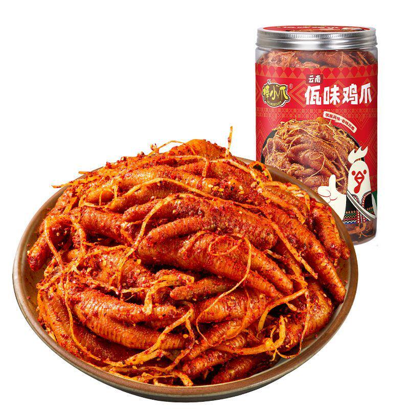 棒小爪云南佤味鸡爪500g微辣网红普洱凤爪鸡脚特辣菜根休闲零食