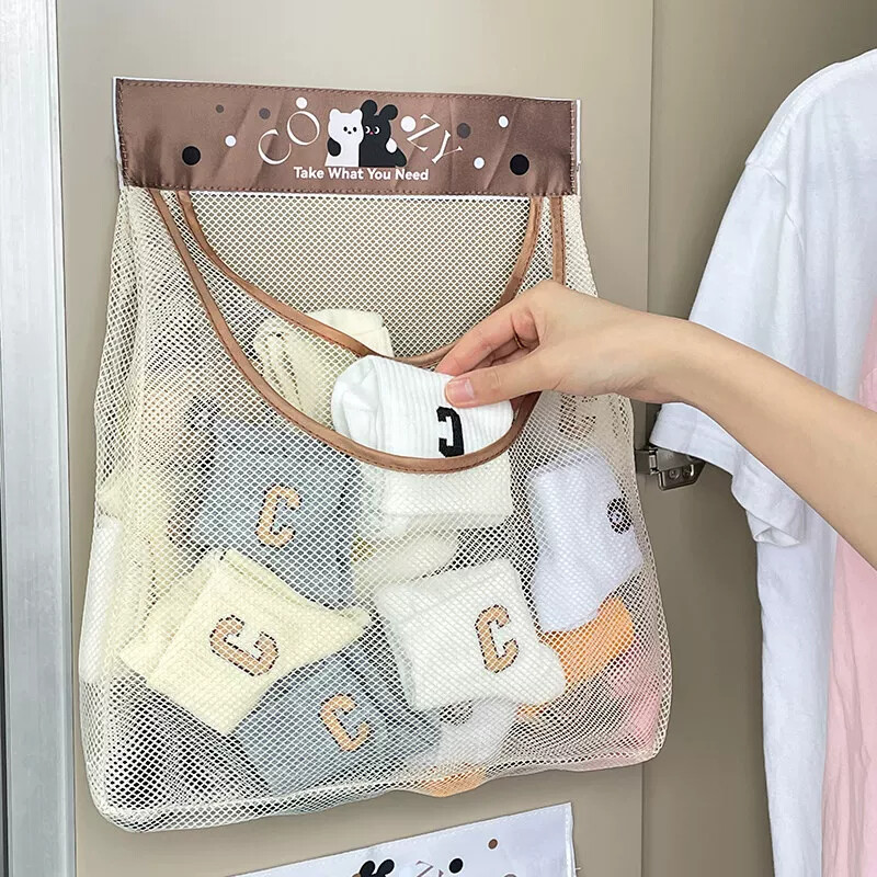 袜子收纳袋挂式魔术贴家用门后宿舍整理衣柜神器内衣内裤挂墙网兜