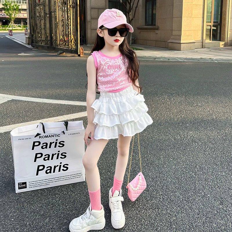 女童背心吊带2025夏季新款薄款无袖上衣洋气时髦炸街童装女孩衣服