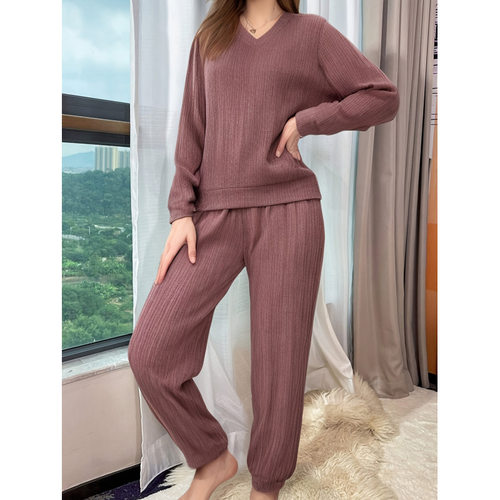 O 75787 Ribbed knit set 坑条针织套装跨境速卖通外贸