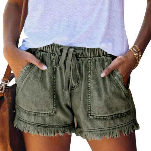 G 95796 High waist elastic thin denim shorts 高腰松紧薄款牛