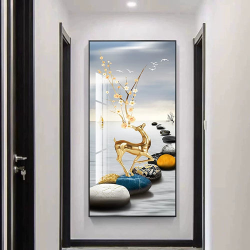轻奢玄关装饰画寓意好入户走廊尽头客厅过道背景墙挂画高级感壁画