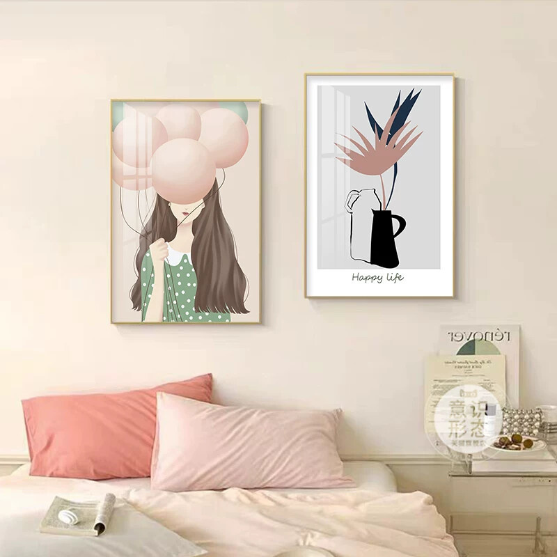 现代简约卧室装饰画北欧风高级感主卧室背景墙壁画温馨床头挂画