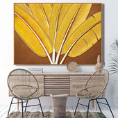 饰画酒店会所客厅大叶挂画 芭蕉叶玄关柜背景墙面装 泰式 东南亚风格