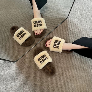 子春夏季 毛毛拖鞋 秋冬2025厚底棉拖鞋 ins潮鞋 女外穿大牌平底韩版