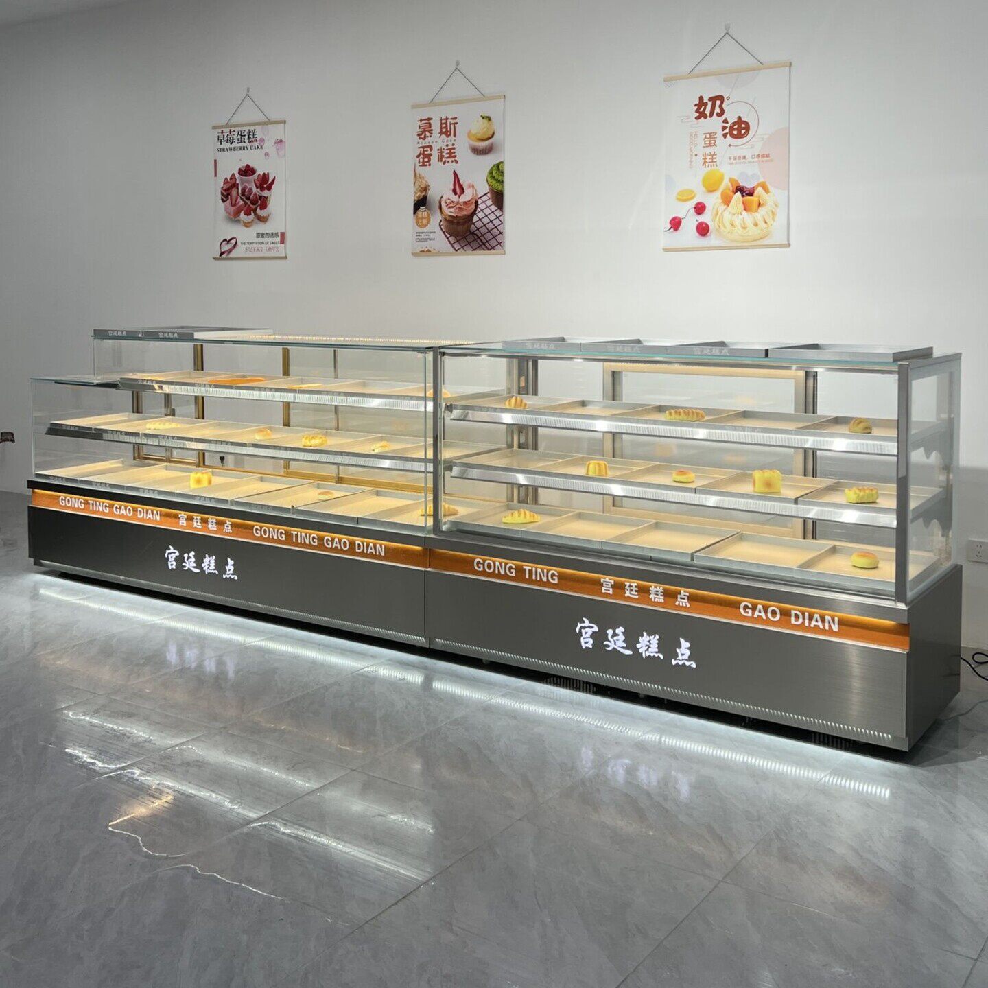 中式糕点展示柜冷藏不锈钢中岛甜品柜台桃酥西点蛋糕店面包展示柜