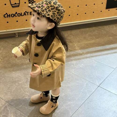 女童秋季衣服小童风衣新款网红爆款潮流洋气穿搭宝宝外套撞色爆款