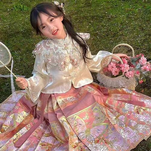 女童马面裙儿童古装汉服夏季国风新款套装中国汉服仙女公主连衣裙