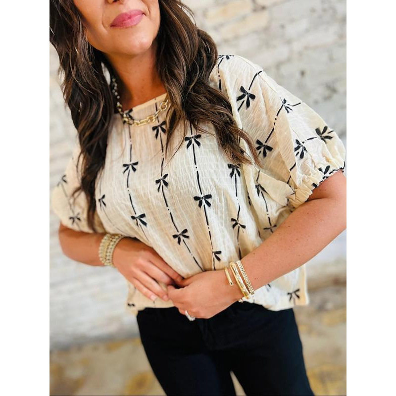 T 91053 Print crew neck women chiffon tee 印花圆领女士雪纺短