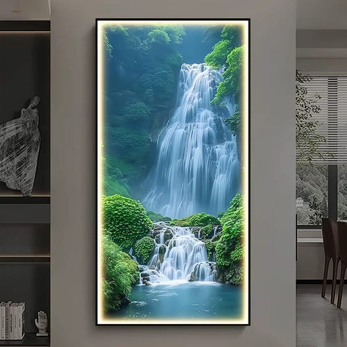 流水生财玄关装饰画 现代轻奢挂墙装饰画 可玄关装饰画
